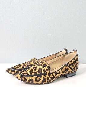 Franco Sarto Leopard Calf Hair Pointed Toe Loafers